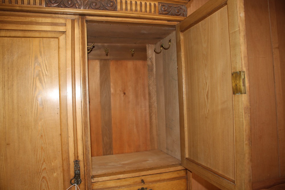 A late Victorian ash wardrobe, W.115cm D.50cm H.214cm